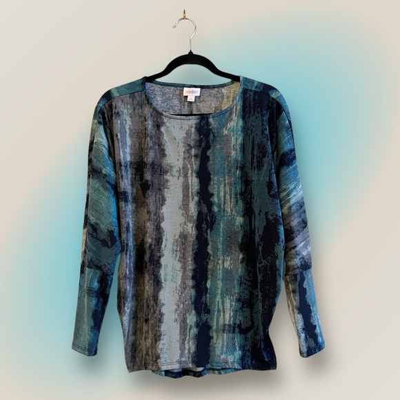 LuLaRoe Teal Print Dolman Sleeve Top - Picture 1 of 13